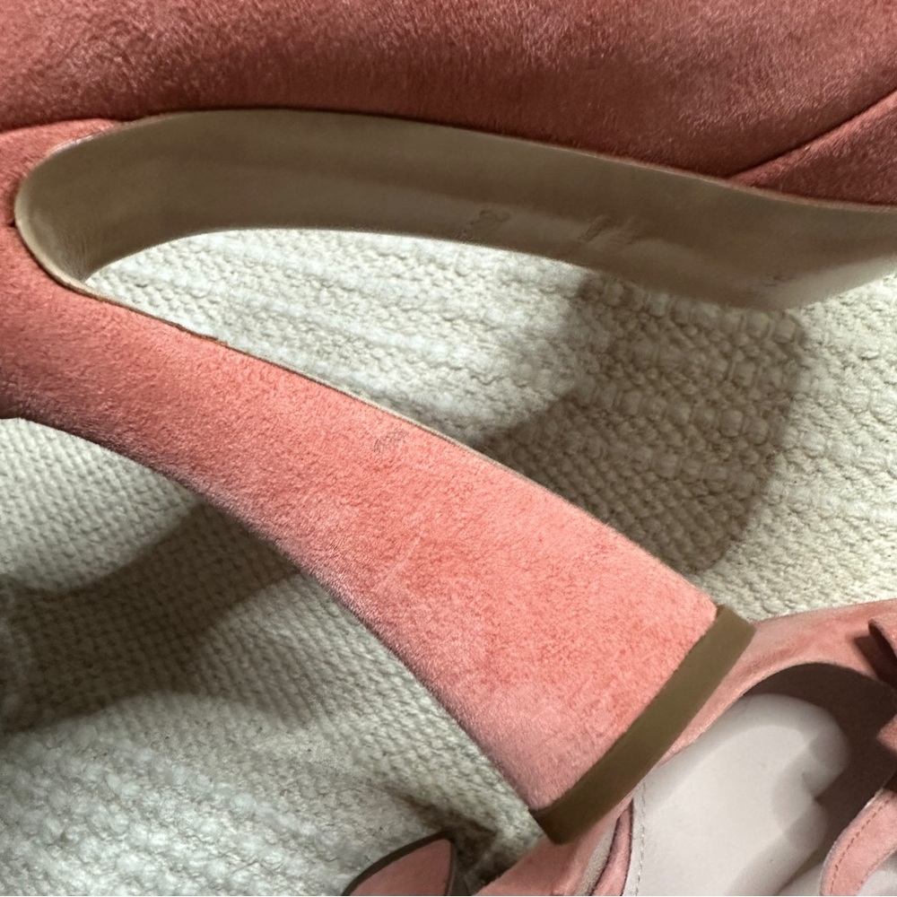 MIU MIU camelia pink suede leather Camoscio peep toe heels 38.5 Barbie - Picture 12 of 14